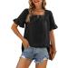 Women's Square Neck Ruffle Sleeve Blouse - Summer Casual Top | Medium | Black - Buy Online on GoSupps.com
