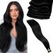 Laavoo Real Hair Extensions - Virgin 25g Black Treat Extensions - Smooth Sew-In Tressen #1 40cm Length - Buy Online on GoSupps.com