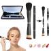 Two 4 in 1 Makeup Brush with Case Double Ended Travel Makeup Brush Set Professional Includes Foundation Blush Eyeshadow Concealer Brushes Powder Portable Mini Travel Makeup Brushes Ideal Gift