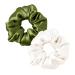LILYSILK Silk Hair Scrunchies for Frizz Prevention 100% Mulberry Silk Hair Ties for Breakage Prevention Elastic ponytail Holders(Avocado Green+Ivory) 2 count (Pack of 1) Avocado Green+Ivory