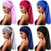 6 Pieces Long Satin Bonnet Extra Large Sleep Cap Elastic Band Silk Night Sleep Hat for Women Long Curly Hair Braids (Solid)
