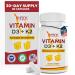 shrink Toning Vitamin D3 + K2 Supplement 125 mcg Vitamin D & 100 mcg K Immune & Bone Support Non-GMO Gluten-Free 60 Capsules