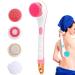 YUMEIZH Electric Body Brush for Showering Rechargeable Back Scrubber Long Handle Waterproof USB Silicone Shower Brush 4 in 1Electric Bath Brush Body Exfoliation and Massage (Pink)