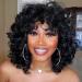 Andromeda Short Curly Wigs for Black Women Soft Black Big Curly Wig with Bangs Afro Kinky Curls Heat Resistant Natural Looking Synthetic Wig for African American Women (Big Curly)