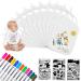 Aohcae 12 pieces of bibs to paint bib paint baby shower 12 textile pens and 3 times stencils baby shower games for baby hower party young girls white