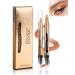 Cream Eyeshadow Stick -1Pcs No Crease Glitter Shimmer Golden Cream Eye shadow Stick with Brush Rotatable Eye Brightener Pencil Crayon Long Lasting Waterproof for Smoky Metallic Eye Makeup-8# 08# Golden