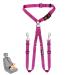 Slowton double dog safety belt new dual-pepet car head support belt no cable duty mandatory mandatory elastic connecting dishes for 2 dogs in the vehicle trip for small medium dog rose