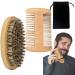 Barbershop beard 3-part beard brush wild boar bristles cloth bags for barber professional collection double-sided set with safety beard brushes