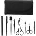 GLOGLOW 8Pcs Black Rustproof Eyebrow Grooming Kit | Stainless Steel Trimming Tools for Home, School, and Office - Eyebrow Care Kit - Buy Online on GoSupps.com