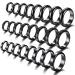 24 Pieces Genuine Hematite Rings Set Negative Energy Ring Non-Magnetic Black Hematite Stone Ring 6t Curved Surface Ring 6 Plane Ring 6t Faceted Ring Size 6-13 or Teen Girl Cute Cool Jewelry
