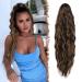 Fine long braid ponytail hair exension with cord wavy curly curly black brown and blond synthetic hair extension natural clip in hair part art hair ponytail for women 65cm 65 cm black brown and blonde