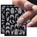 Flower Nail Stickers - 5D White Flowers Nail Art Decals Self-Adhesive Embossed Floral Rose Nail Art Supplies French Nail Designs DIY Wedding Manicure Decorations for Women Girls - 4 Sheets Flower9-12