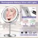 Rechargeable Double Sided Lighted Makeup Mirror with 10x Magnification | 360 Rotation, Touch Screen, 3 Colors, Adjustable Brightness | Cosmetic Mirror with Detachable Base - Buy Online on GoSupps.com