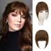 Sofeiyan pony clip in 100% remy real hair fringe bangs human hair clip in pony fringe extensions natural bangs with temple hair parts real hair hair extension for women French bangs reddish brown