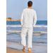 COOFANDY Men's Cotton Linen 2-Piece Set: Henley Shirt & Beach Pants | Summer Yoga Outfits - Buy Online on GoSupps.com