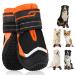 Slowton dog shoes Paw protection 2 pieces of waterproof dog shoes outdoor with non-slip sole reflective Velcro fastener dog boots for small medium-sized dogs winter (S-orange size5) size 5: width 6 cm J.Schwarz-orange water density (2 pieces)