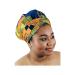 TREJAZ Satin Bonnet Silk Bonnet Sleep Bonnet Cap Hair Bonnet for Sleeping Ankara Silk Bonnet for Women Long Curly Hair (Blue/Yellow  Large)