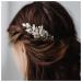 Dervivea Boho Leaves Hair Comb Pearl Bridal Wedding Hair Comb Silver Leaf Headpiece Comb Metal Leaf Branch Hair Combs Headpiece Decorative Hair Accessories for Women and Girls Headdress (Silver)