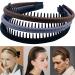 LAPOHI 3 PCS Headbands for Women Fashion Hair Band Non Slip with Teeth for Curly Hair  Comfortable Hair Hoop for Adult  3 Colors BLACK&SILVER&BROWN