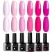 UR SUGAR Pink Gel Nail Polish Set, 6 Pcs Hot Pink Nude Red Spring Summer Collection Sweet Cherry Gel Polish Kit Long Lasting Soak Off Gel Polish Gift Box Nail Design Starter Kit