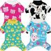 XPUDAC 4 Piece Dog Pajamas for Small Dogs Pjs Clothes Puppy Onesies Outfits for Doggie Christmas Shirts Sleeper for Pet Cats Jammies-S Small(3.5-7 LBs) Black cow,rabbit,chicken,pig