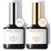 Modelones Gel Base and Top Coat No Wipe Gel Top Coat Nail Polish UV LED Drying Glossy Shine Top and Base Coat Set Long Lasting 2Pcs 10ml