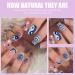 24Pcs Short Square Blue Heart Flame Glossy Press on Nails - Reusable False Nails for Women and Girls - Buy Online on GoSupps.com
