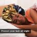 WEIPAO Silk Satin Bonnet - Reversible Large Sleep Cap for Curly Hair | Leaf Print Black+Yellow - Buy Online on GoSupps.com
