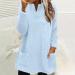 AMhomely Women's Plus Size Double Fleece Hooded Jumper - Soft Teddy Fleece, V Neck, Winter Lounge Wear - Blue L - Buy Online on GoSupps.com