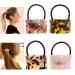 4 Pieces Acrylic Ponytail Cuff Decorative Ponytail Holders Tortoise Shell Hair Cuff Hair Ties French Leopard Design Elastic Rubber Band Ponytail Accessories for Women Girl Hair (Sweet Color)