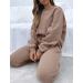 Women's 2 Piece Fleece Sweatsuit Set | Long Sleeve Pullover Sweatshirt & Jogger Pants Lounge Outfits | Khaki, Medium - Buy Online on GoSupps.com