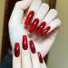 Wine Red Cat Eye Press on Nails Medium Coffin Fake Nails Gradient Design False Nails Shiny Acrylic Nails Full Cover Stick on Nails Jelly Press on Nails for Women Valentine's Day Manicure L006