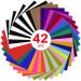 Heat Transfer Vinyl Bundle : 42 Pack 12 x 10 Sheets - Iron on Vinyl for Iron on Fabrics T-Shirts Heat Press Machine Multicolor