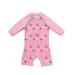 Bonverano Baby Girls UPF 50+ UV Protection One Pieces Sunsuit with Sun Cap(Pink Coconut 6-9Months) 6 Months Coconut Tree