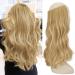FESHFEN Hair Secrets Extensions Invisible Secret Wire Crown Hair Extensions One Piece Curly Wavy Long Hair Extension Synthetic Hairpieces for Women 18 inch Golden Highlighted Bleach Blonde