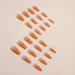 MISUD Coffin Press on Nails - 24 pcs Glossy Orange Ombre Ballerina Acrylic Nails with Glitter Design - Long False Nails for Stunning Looks - Buy Online on GoSupps.com