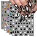 3D Halloween Nail Stickers 6 Sheets 5D Self-Adhesive Embossed Nail Decal White Black Ghosts Ghosts Nail Art Decoration Design Supplies