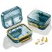 Travel Pill Organizerm Small Pill Case 7 Compartment Pill Box Portable Waterproof Pocket Pill Case for Purse Airtight & Moistureproof (Blue)
