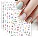 JMEOWIO 9 Sheets Flower Leaves Nail Art Stickers Decals Self-Adhesive Spring Summer Colorful Floral Nail Supplies Nail Art Design Decoration Accessories