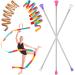 HyDren Dance Ribbons Colorful Rainbow Streamers Ribbon Dancer Wand Stainless Steel Twirling Baton Rhythmic Gymnastics Conducting Batons for Dancing Band Gymnastic 21 Inch