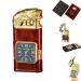 Windproof Lighter Vintage Watch Bezel Jet Flame Torch Clock Lighters Refillable Butane Lighters Windproof Flames Lighters for Outdoor Camping (Red B)