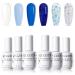 Gellen Winter Gel Nail Polish - 6 Shimmering Colors White Blue Gel Nail Polish Glitter Navy Blue Glitter White Gel Nail Polish Set Soak Off Manicure DIY Gel Nail Art for Girls Women Blue Honey
