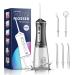 Mouth shower JTF electrical tooth cleaner tooth shower & tongue cleaner Water Flosser 4 modes & 5 nozzles 300ml water tank & USB-C Recharged oral Irrigator (black)
