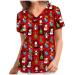 Nurse Uniforms Women UK Workwear Healthcare Tunic V Neck Dog Grooming Christmas Healthcare Tunics Hospital Scrubs Santa Claus Care Work Shirt Christmas Mock Wrap Wrap Mock Healthcare Tunics S Wine