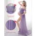 FEOYA Maxi Maternity Dress - Strapless Chiffon Lace Gown for Pregnant Women - Photography Ready - Purple - Buy Online on GoSupps.com