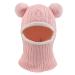 XIAOHAWANG Winter Warm Baby Hood Hats Kids Knit Earflap Caps Fleece Lining Hat Scarf for Toddler Boys Girls 6-24 Months Pink Pompom