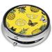 Fashion Pineapples Round Pill Box - 3 Compartment Mini Decorative Pill Organizer for Travel & Vitamins - Buy Online on GoSupps.com