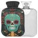 Naanle vintage Mexican skull hot water bottle with reference transparent hot water bottle Handfoots Heating bags for pain relief heat and cold therapy 2L