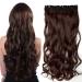 SEGO 61cm Hair Part Clip in Extensions 1 Tresse 5 clips hair extension human hair like real hair wavy dark brown 24 "(61cm) -120g