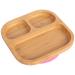 Tiny Dining Children's Segmented Bamboo Dinner Plate with Strong Stay Put Suction Cup - Great for Baby Toddler Weaning - Eco Friendly Kids Food Plates - Pink